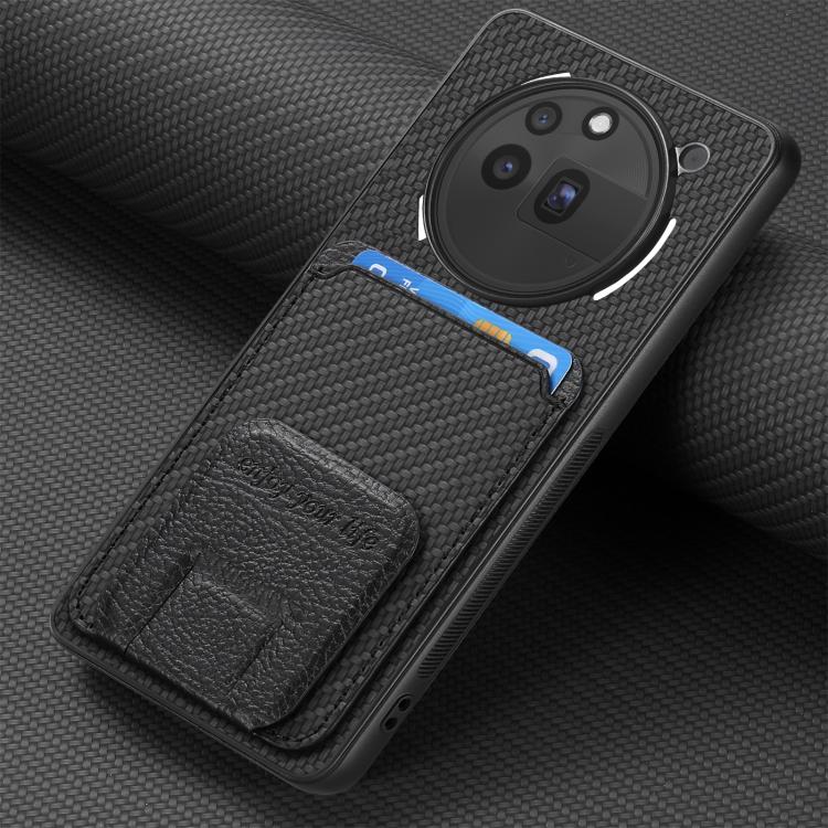 For Nothing Phone 3a Pro Carbon Fiber Card Bag Fold Stand Phone Case