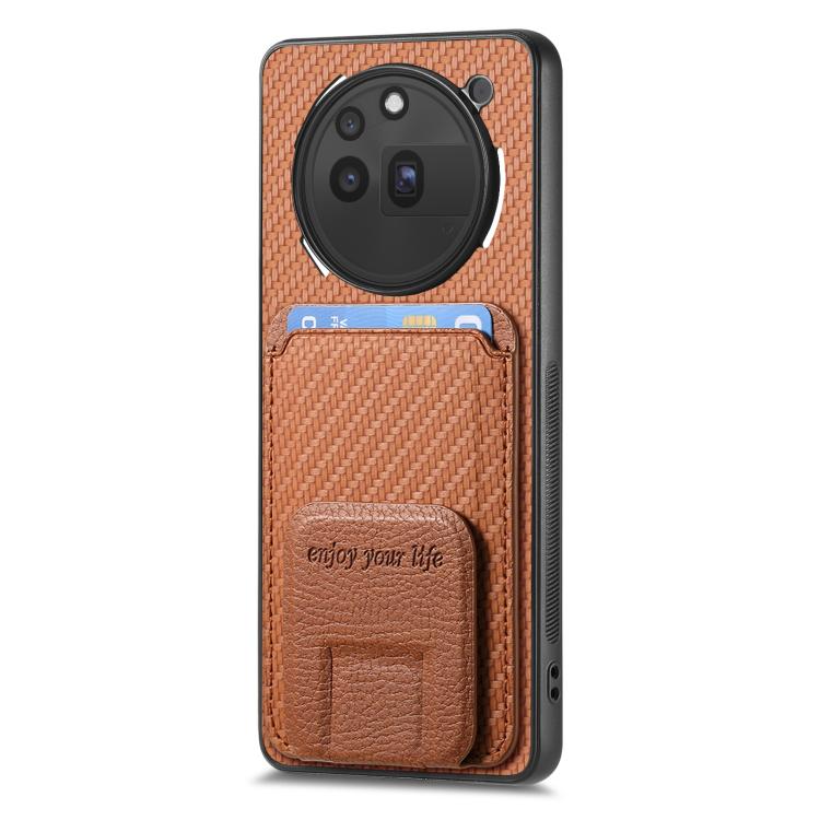 For Nothing Phone 3a Pro Carbon Fiber Card Bag Fold Stand Phone Case