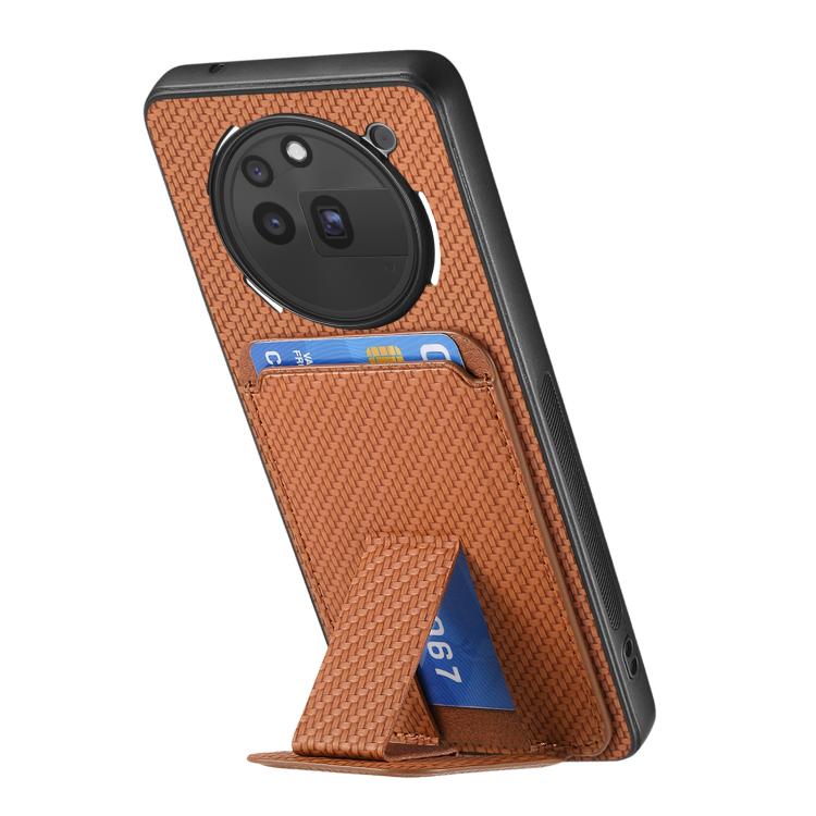 For Nothing Phone 3a Pro Carbon Fiber Card Bag Fold Stand Phone Case