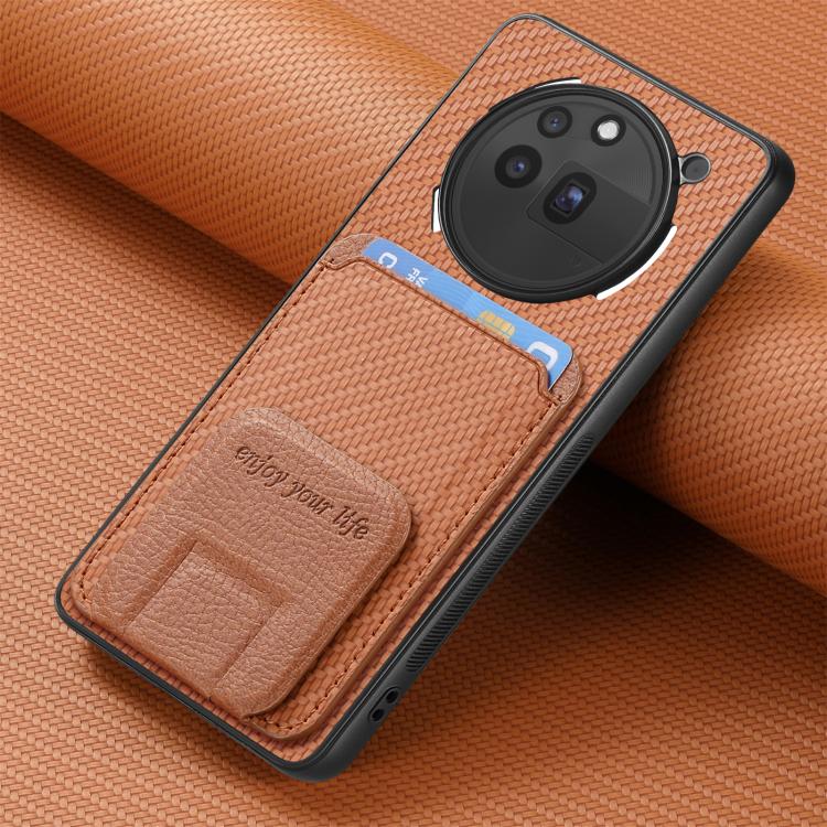 For Nothing Phone 3a Pro Carbon Fiber Card Bag Fold Stand Phone Case