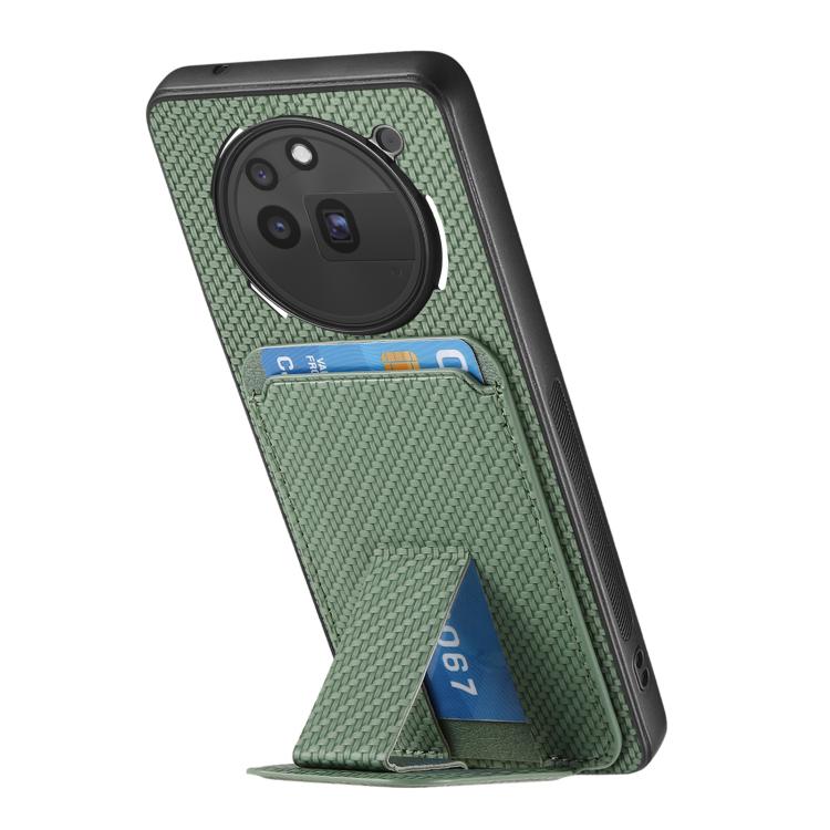 For Nothing Phone 3a Pro Carbon Fiber Card Bag Fold Stand Phone Case