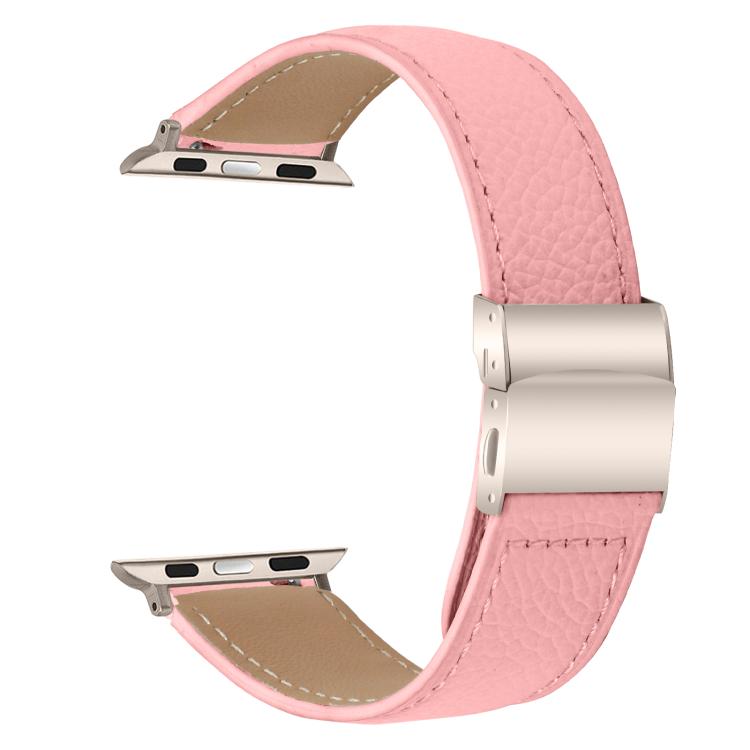 For Apple Watch 42mm / 41mm / 40mm / 38mm Lychee Texture Starlight Turtle Back Buckle Leather Watch Band