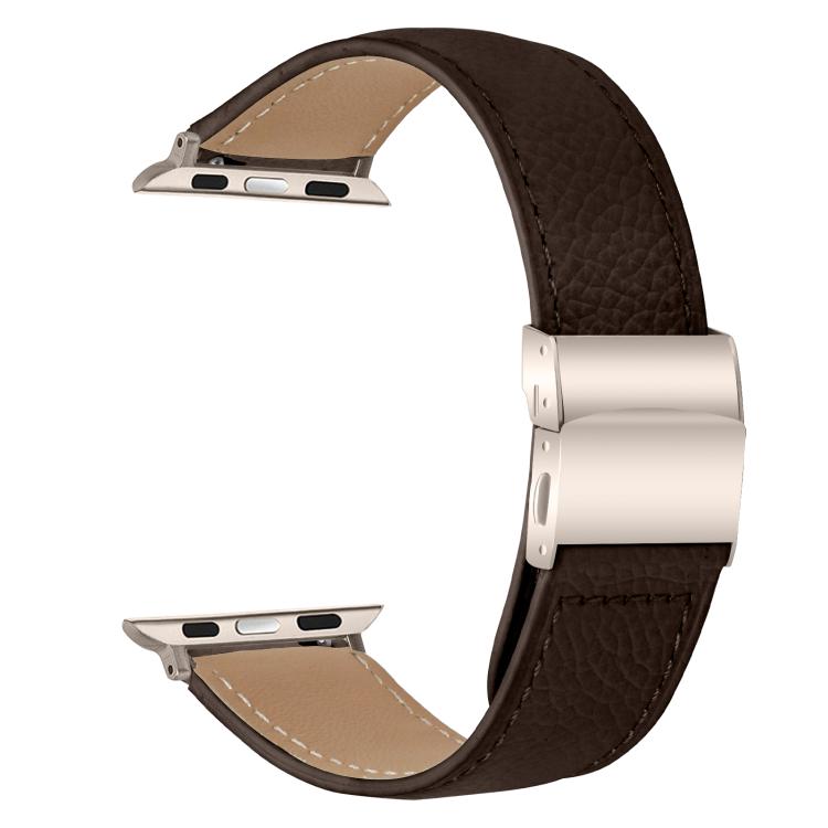 For Apple Watch 42mm / 41mm / 40mm / 38mm Lychee Texture Starlight Turtle Back Buckle Leather Watch Band
