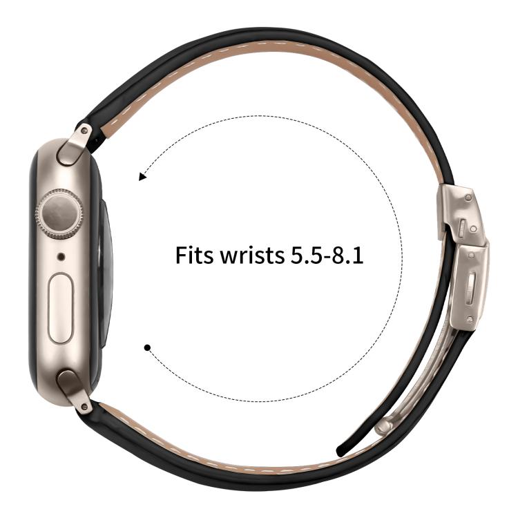 For Apple Watch 46mm / 49mm / 45mm / 44mm Lychee Texture Starlight Turtle Back Buckle Leather Watch Band