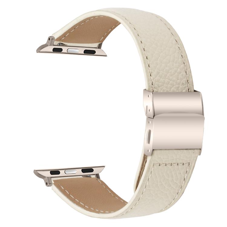 For Apple Watch 46mm / 49mm / 45mm / 44mm Lychee Texture Starlight Turtle Back Buckle Leather Watch Band