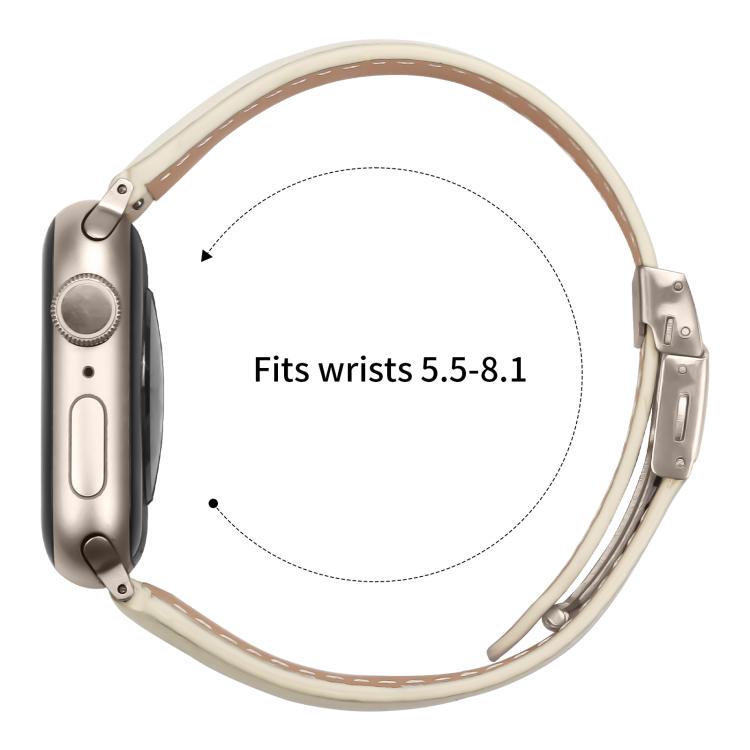 For Apple Watch 46mm / 49mm / 45mm / 44mm Lychee Texture Starlight Turtle Back Buckle Leather Watch Band
