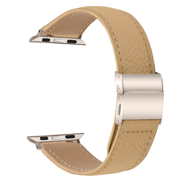 For Apple Watch 46mm / 49mm / 45mm / 44mm Lychee Texture Starlight Turtle Back Buckle Leather Watch Band