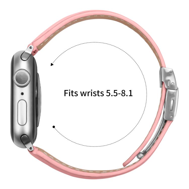 For Apple Watch 46mm / 49mm / 45mm / 44mm Lychee Texture Silver Turtle Back Buckle Leather Watch Band