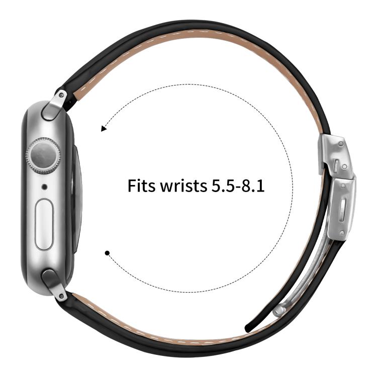 For Apple Watch 46mm / 49mm / 45mm / 44mm Lychee Texture Silver Turtle Back Buckle Leather Watch Band