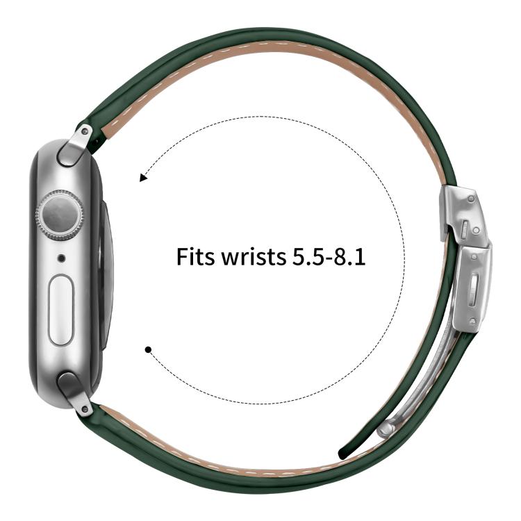 For Apple Watch 46mm / 49mm / 45mm / 44mm Lychee Texture Silver Turtle Back Buckle Leather Watch Band