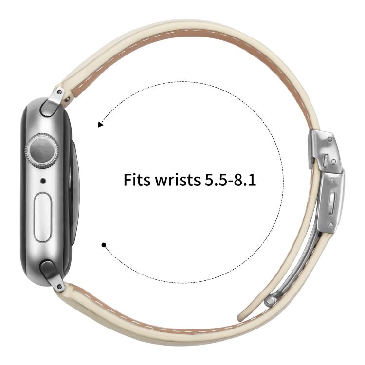 For Apple Watch 42mm / 41mm / 40mm / 38mm Lychee Texture Silver Turtle Back Buckle Leather Watch Band