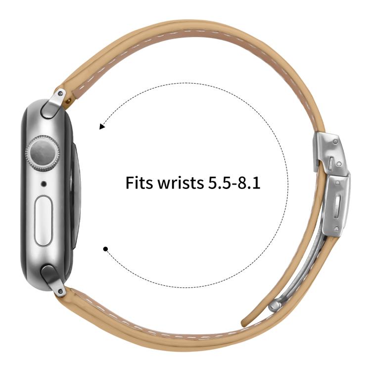 For Apple Watch 42mm / 41mm / 40mm / 38mm Lychee Texture Silver Turtle Back Buckle Leather Watch Band