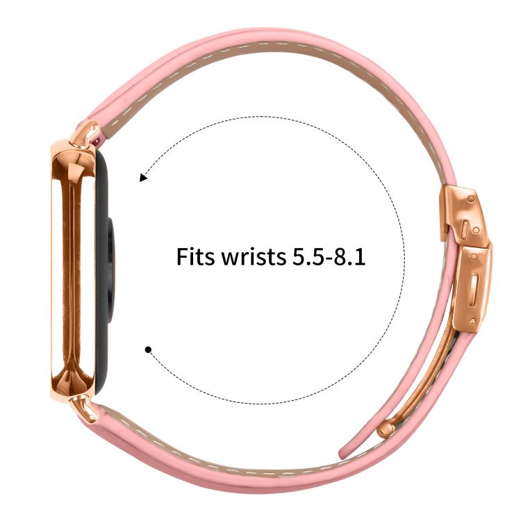 For Xiaomi Smart Bnad 9 Pro / Redmi Watch 5 Lychee Texture Rose Gold Turtle Back Buckle Leather Watch Band
