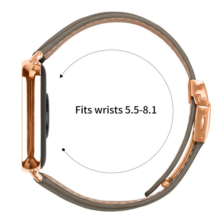 For Xiaomi Smart Bnad 9 Pro / Redmi Watch 5 Lychee Texture Rose Gold Turtle Back Buckle Leather Watch Band