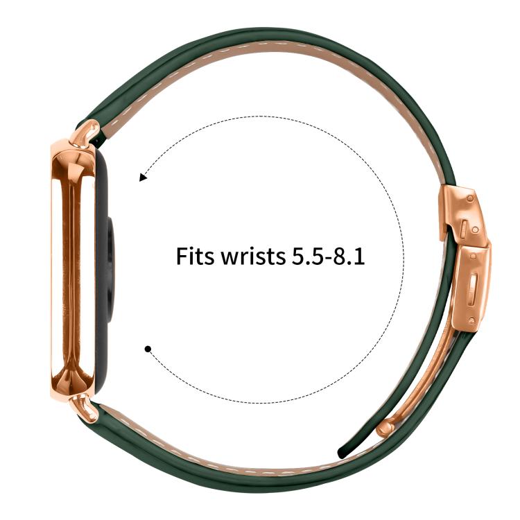 For Xiaomi Smart Bnad 9 Pro / Redmi Watch 5 Lychee Texture Rose Gold Turtle Back Buckle Leather Watch Band