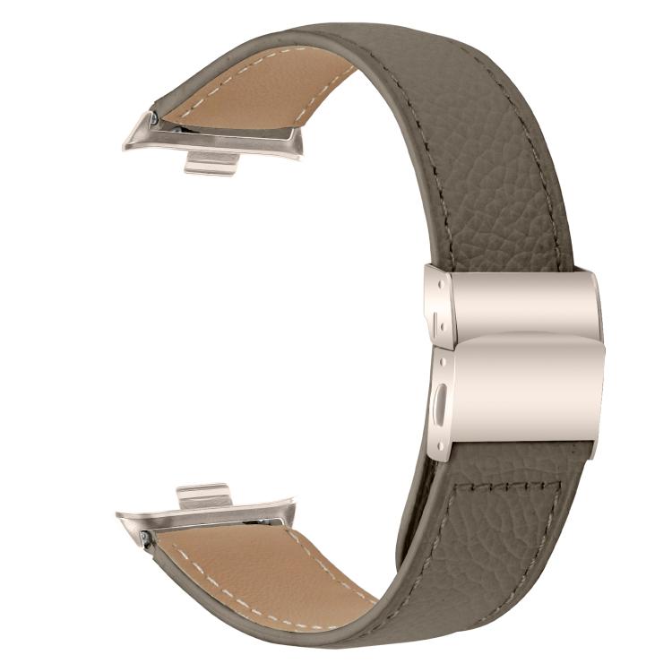 For Xiaomi Smart Bnad 9 Pro / Redmi Watch 5 Lychee Texture Starlight Turtle Back Buckle Leather Watch Band