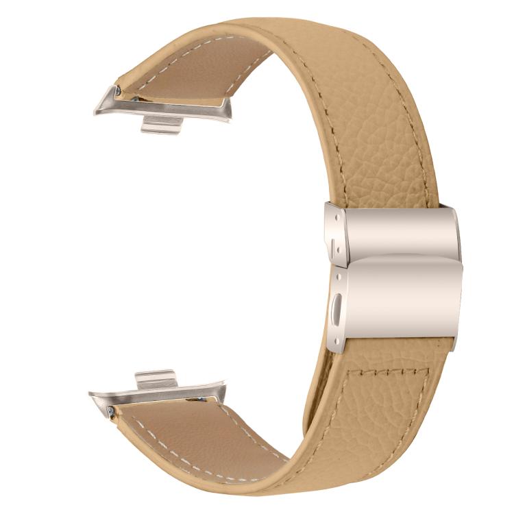For Xiaomi Smart Bnad 9 Pro / Redmi Watch 5 Lychee Texture Starlight Turtle Back Buckle Leather Watch Band