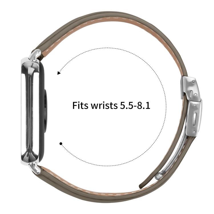 For Xiaomi Smart Bnad 9 Pro / Redmi Watch 5 Lychee Texture Silver Turtle Back Buckle Leather Watch Band