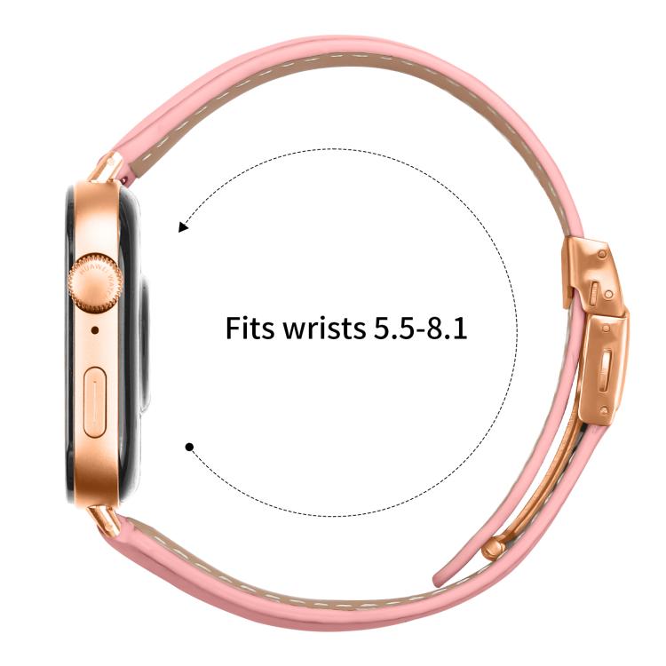 For Huawei Watch Fit 5 / Fit 5 Pro / Fit 4 Lychee Texture Rose Gold Turtle Back Buckle Leather Watch Band
