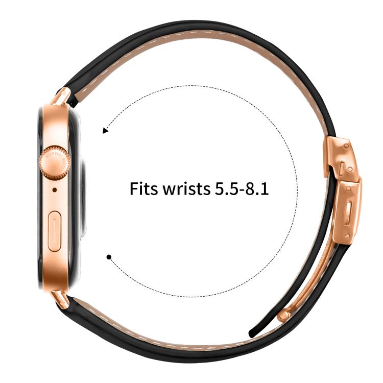For Huawei Watch Fit 5 / Fit 5 Pro / Fit 4 Lychee Texture Rose Gold Turtle Back Buckle Leather Watch Band