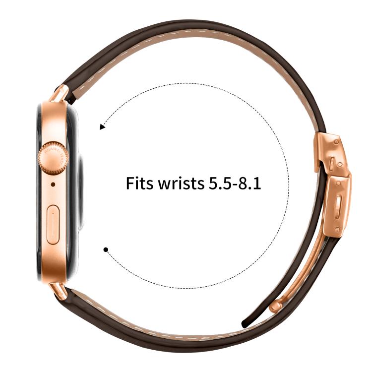 For Huawei Watch Fit 5 / Fit 5 Pro / Fit 4 Lychee Texture Rose Gold Turtle Back Buckle Leather Watch Band