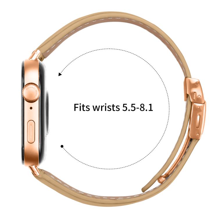 For Huawei Watch Fit 5 / Fit 5 Pro / Fit 4 Lychee Texture Rose Gold Turtle Back Buckle Leather Watch Band