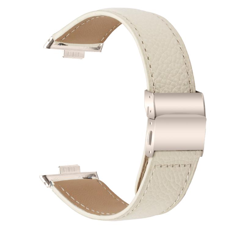 For Huawei Watch Fit 5 / Fit 5 Pro / Fit 4 Lychee Texture Starlight Turtle Back Buckle Leather Watch Band