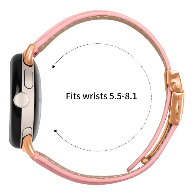 For Google Pixel Watch 4 / 3 / 2 / 1 41mm Lychee Texture Rose Gold Turtle Back Buckle Leather Watch Band