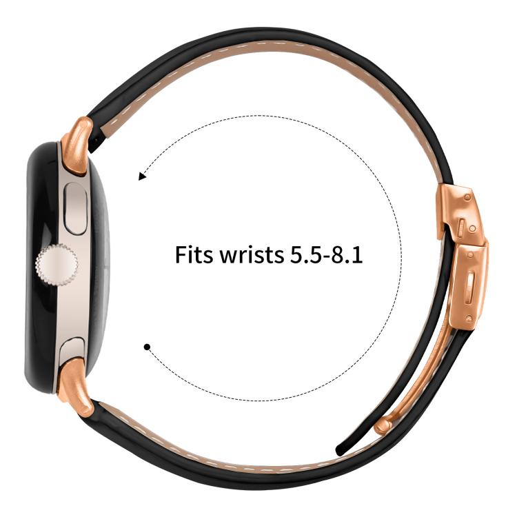 For Google Pixel Watch 4 / 3 / 2 / 1 41mm Lychee Texture Rose Gold Turtle Back Buckle Leather Watch Band