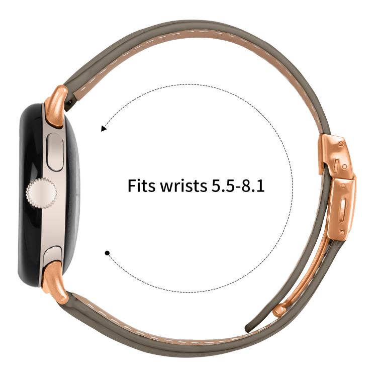 For Google Pixel Watch 4 / 3 / 2 / 1 41mm Lychee Texture Rose Gold Turtle Back Buckle Leather Watch Band