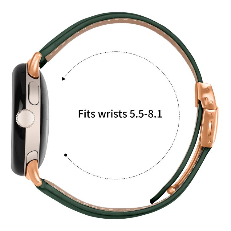 For Google Pixel Watch 4 / 3 / 2 / 1 41mm Lychee Texture Rose Gold Turtle Back Buckle Leather Watch Band