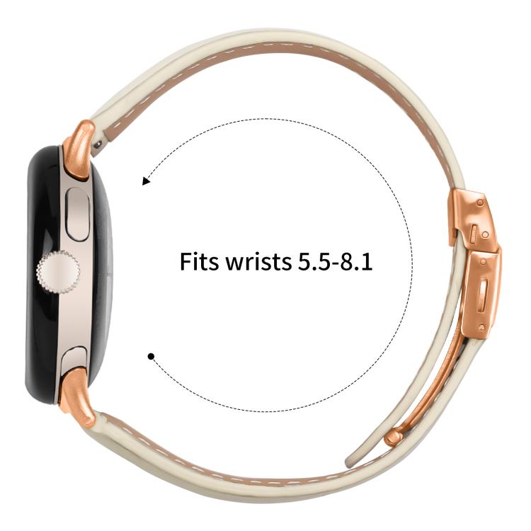 For Google Pixel Watch 4 / 3 / 2 / 1 41mm Lychee Texture Rose Gold Turtle Back Buckle Leather Watch Band
