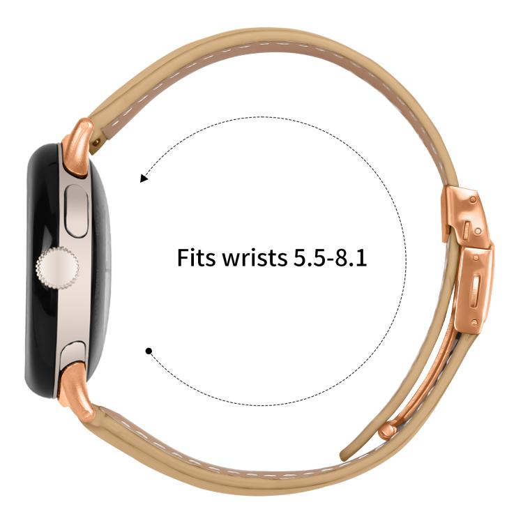 For Google Pixel Watch 4 / 3 / 2 / 1 41mm Lychee Texture Rose Gold Turtle Back Buckle Leather Watch Band