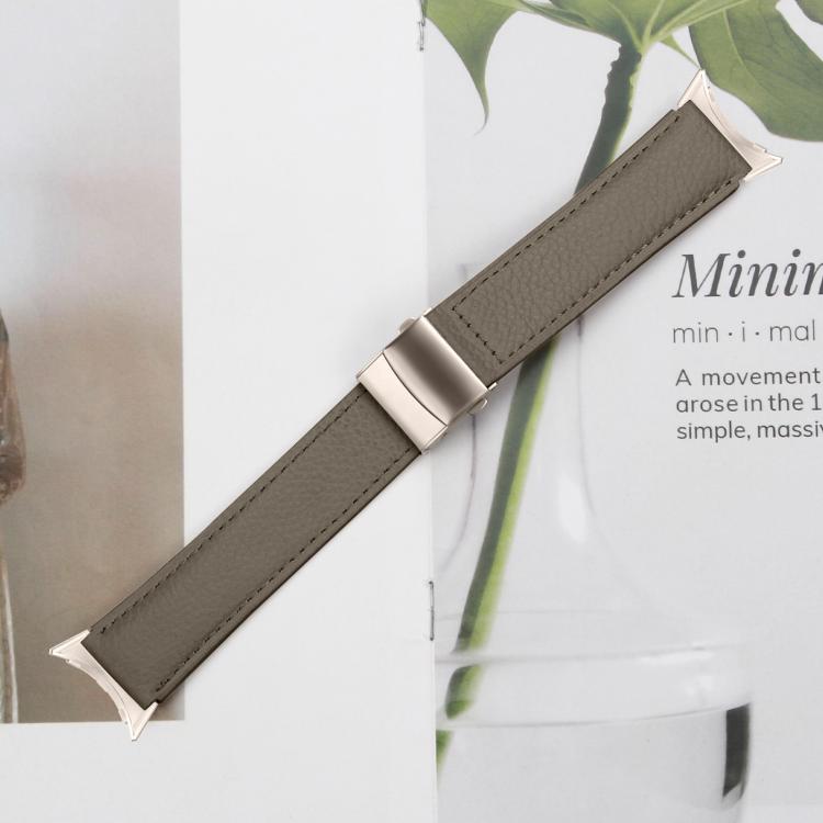 For Google Pixel Watch 4 / 3 / 2 / 1 41mm Lychee Texture Starlight Turtle Back Buckle Leather Watch Band