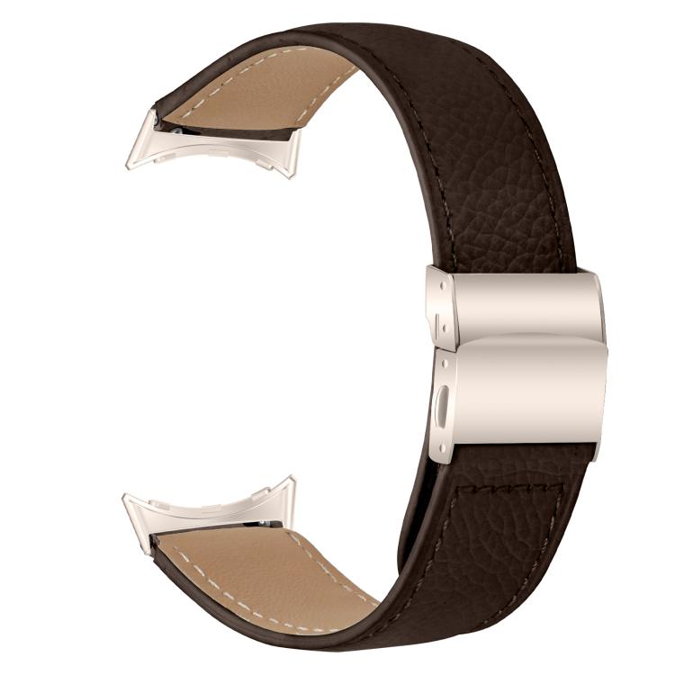 For Google Pixel Watch 4 / 3 / 2 / 1 41mm Lychee Texture Starlight Turtle Back Buckle Leather Watch Band