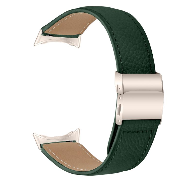 For Google Pixel Watch 4 / 3 / 2 / 1 41mm Lychee Texture Starlight Turtle Back Buckle Leather Watch Band