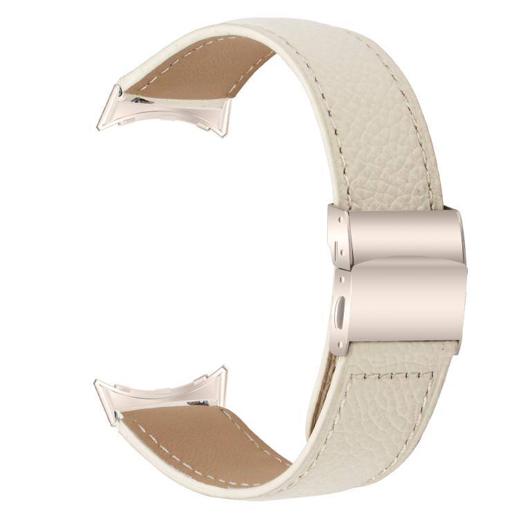 For Google Pixel Watch 4 / 3 / 2 / 1 41mm Lychee Texture Starlight Turtle Back Buckle Leather Watch Band