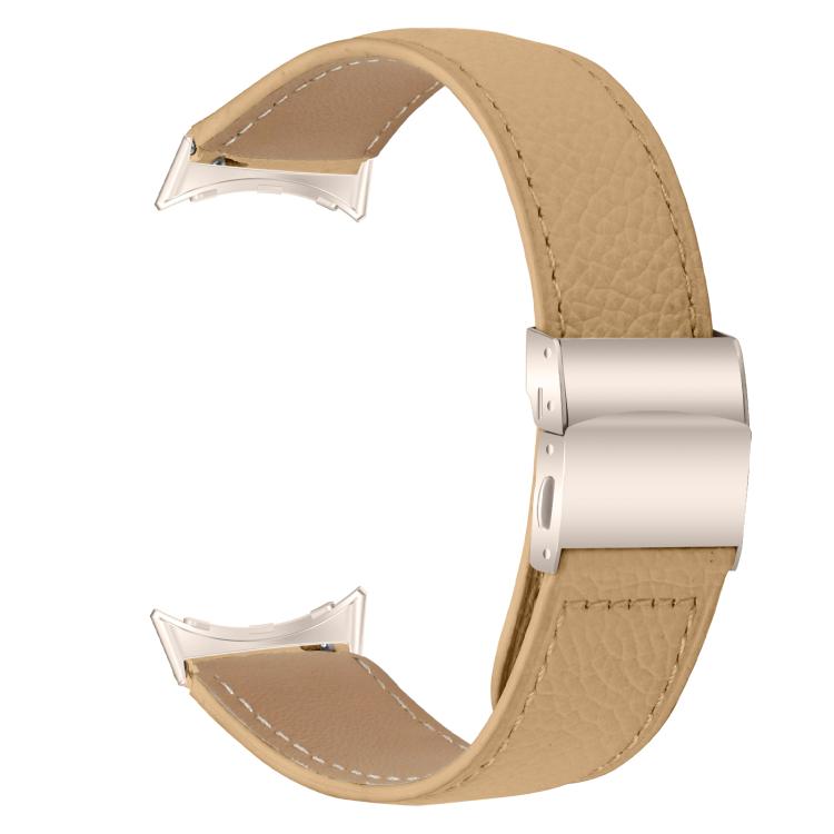 For Google Pixel Watch 4 / 3 / 2 / 1 41mm Lychee Texture Starlight Turtle Back Buckle Leather Watch Band