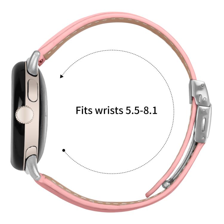 For Google Pixel Watch 4 / 3 / 2 / 1 41mm Lychee Texture Silver Turtle Back Buckle Leather Watch Band