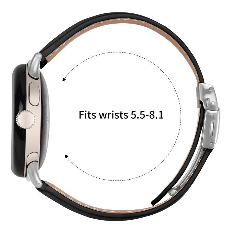 For Google Pixel Watch 4 / 3 / 2 / 1 41mm Lychee Texture Silver Turtle Back Buckle Leather Watch Band