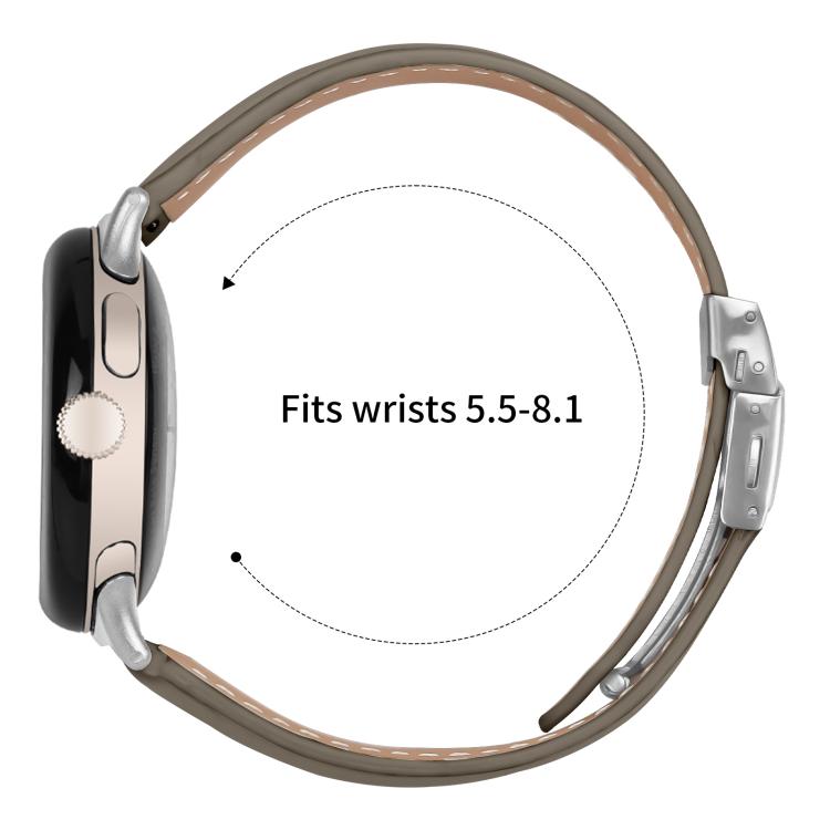 For Google Pixel Watch 4 / 3 / 2 / 1 41mm Lychee Texture Silver Turtle Back Buckle Leather Watch Band