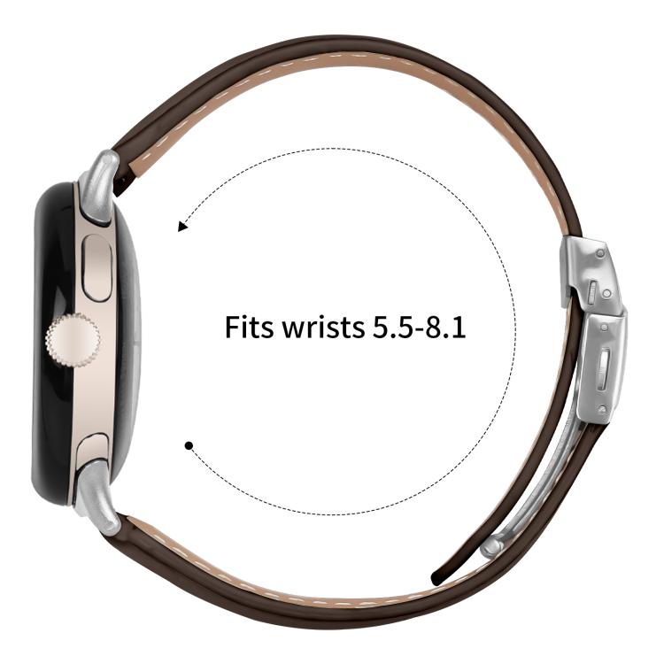 For Google Pixel Watch 4 / 3 / 2 / 1 41mm Lychee Texture Silver Turtle Back Buckle Leather Watch Band