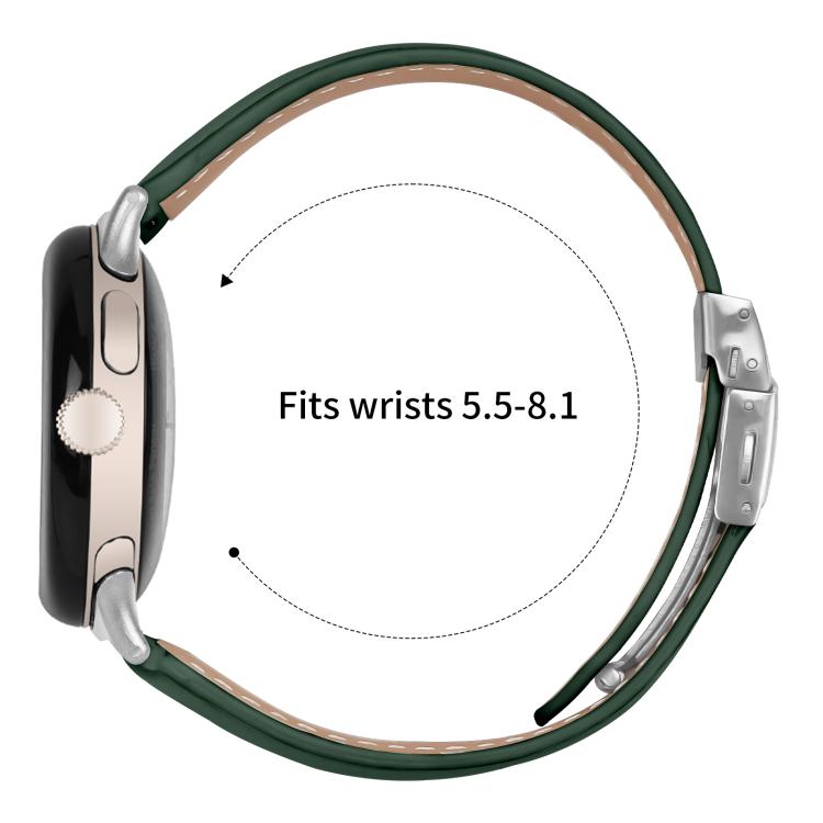 For Google Pixel Watch 4 / 3 / 2 / 1 41mm Lychee Texture Silver Turtle Back Buckle Leather Watch Band