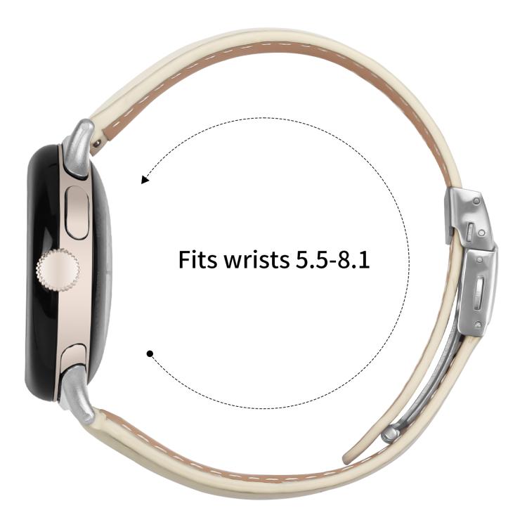 For Google Pixel Watch 4 / 3 / 2 / 1 41mm Lychee Texture Silver Turtle Back Buckle Leather Watch Band