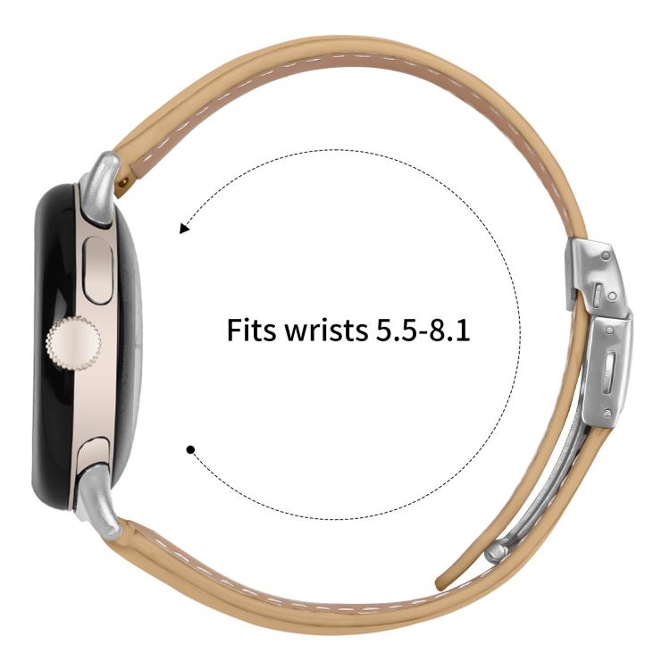 For Google Pixel Watch 4 / 3 / 2 / 1 41mm Lychee Texture Silver Turtle Back Buckle Leather Watch Band
