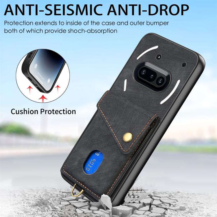 For Nothing Phone 3a Retro Card Wallet Fold Leather Phone Case with Strap