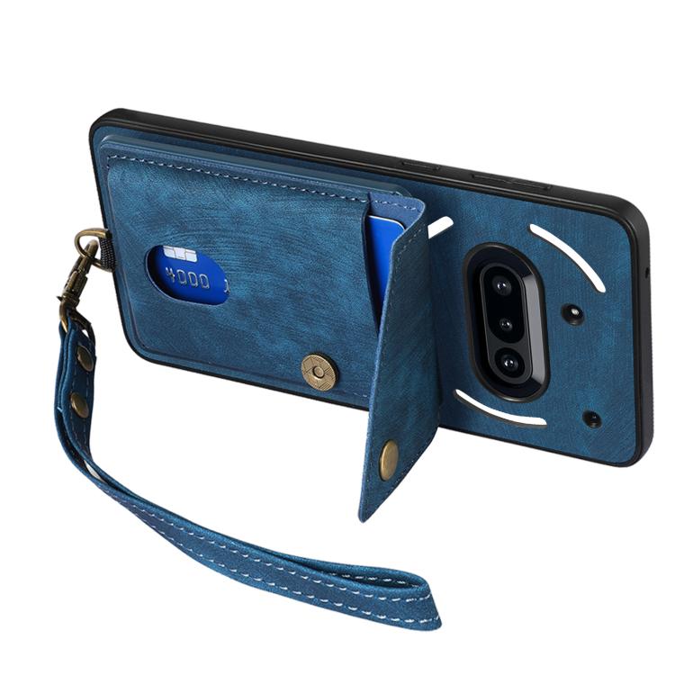 For Nothing Phone 3a Retro Card Wallet Fold Leather Phone Case with Strap