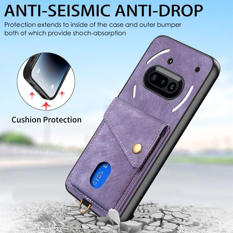 For Nothing Phone 3a Retro Card Wallet Fold Leather Phone Case with Strap