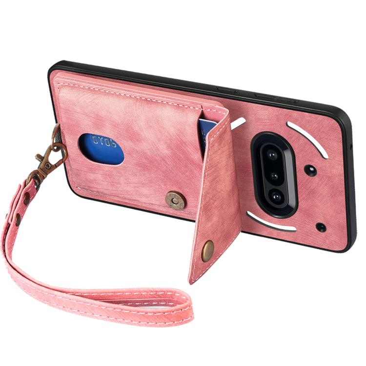 For Nothing Phone 3a Retro Card Wallet Fold Leather Phone Case with Strap