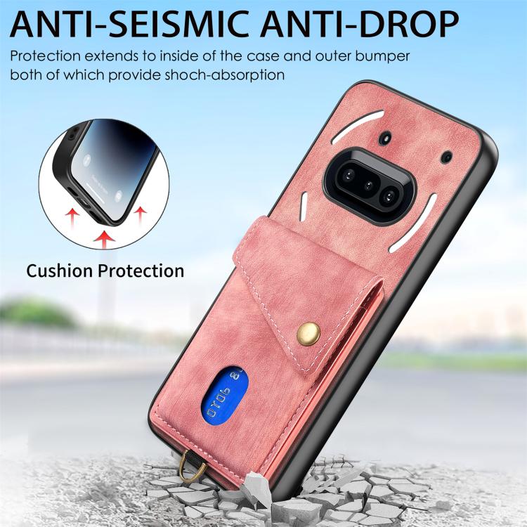 For Nothing Phone 3a Retro Card Wallet Fold Leather Phone Case with Strap